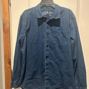 GAP Indigo Cotton Button Down Shirt Size XL